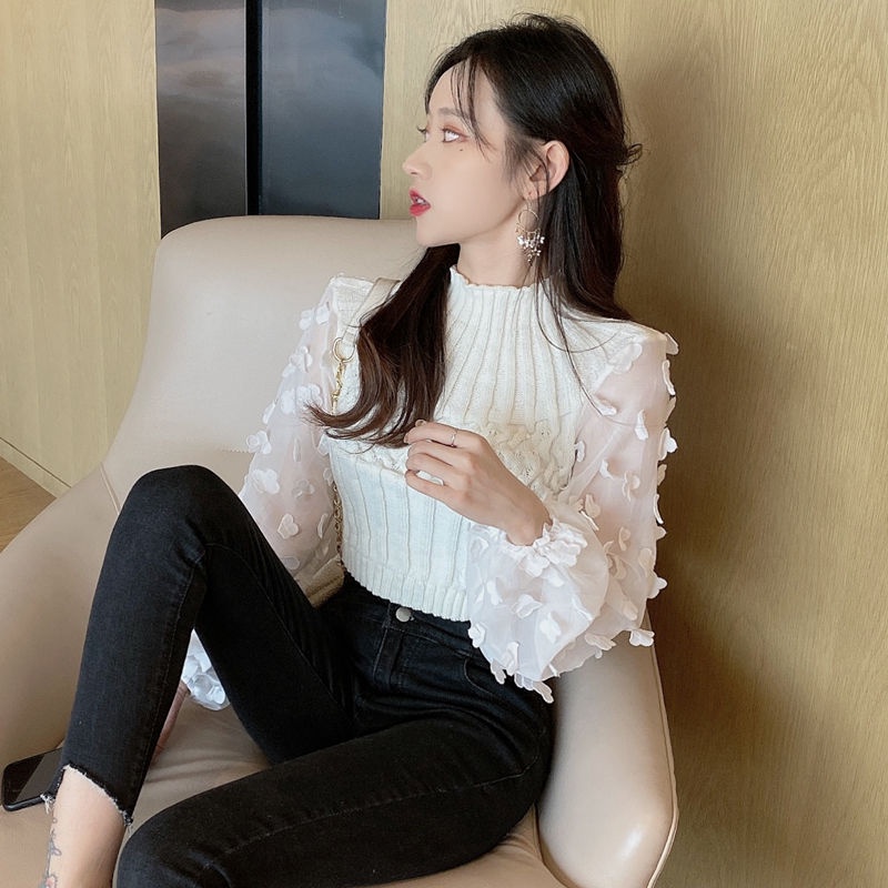 Áo Sweater Phối Ren Thiết Kế Mới Thời Trang Dành Cho Mùa Thu