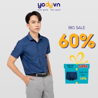 Áo Sơ mi Nam YODY chất liệu lụa nến chống nhăn kiểu dáng slim cộc tay mềm mịn SNM4005
