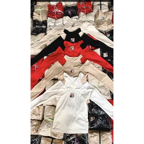 Áo yếm chéo cổ trễ vai tay dài quyến rũ A15