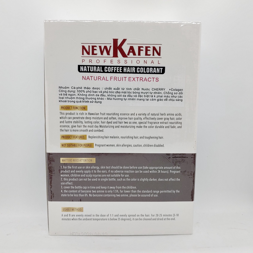 Nhuộm đen thảo dược NewKafen phủ bạc 100%, không dính da đầu