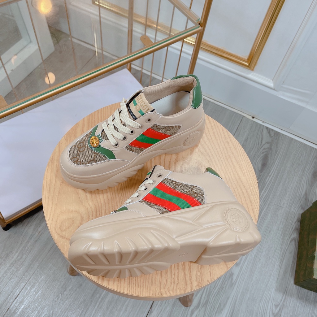 H Giày Thể Thao Nữ Đế 7p Xanh Lá Da Mềm Êm Fullbox Bill Túi Hãng Cao Cấp