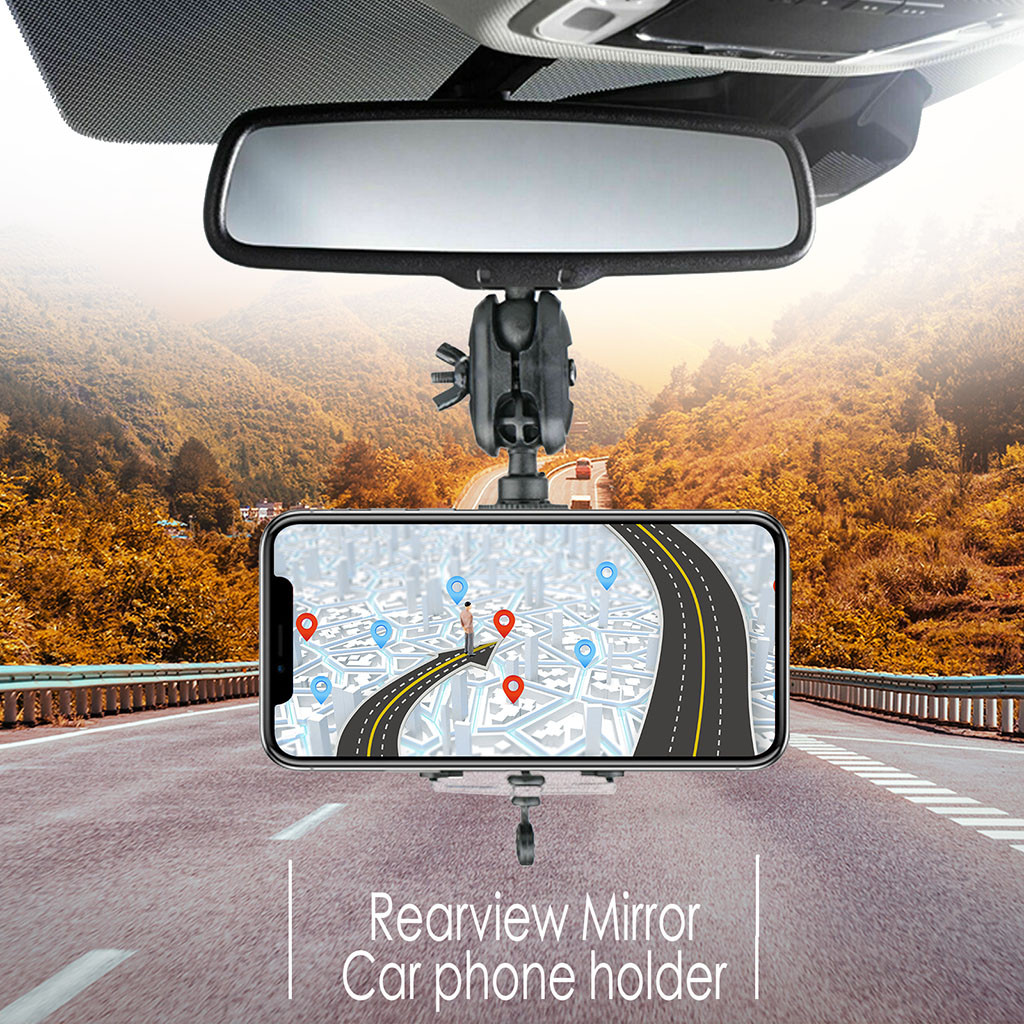 Car Rearview Mirror Mount Universal Car Phone Holder 360° Rotating Phone Cradle For Smartphones GPS Bracket