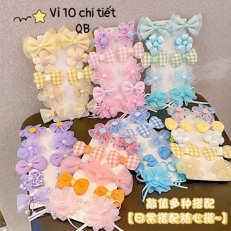 Vỉ 10 nơ kẹp tóc