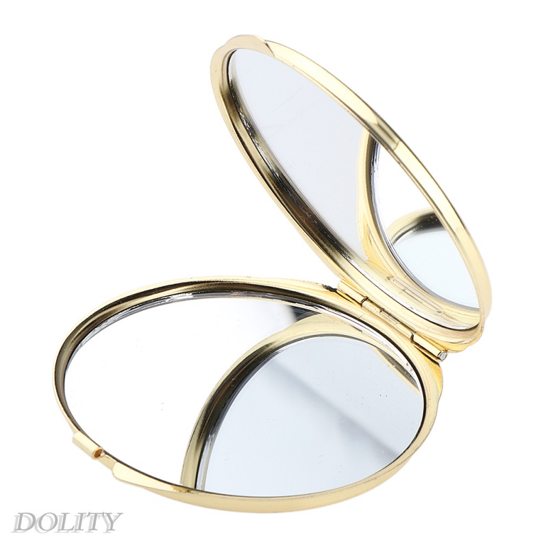 Gương Tròn Mini Cầm Tay Hai Mặt Có Thể Gập Lại Màu Vàng Kim