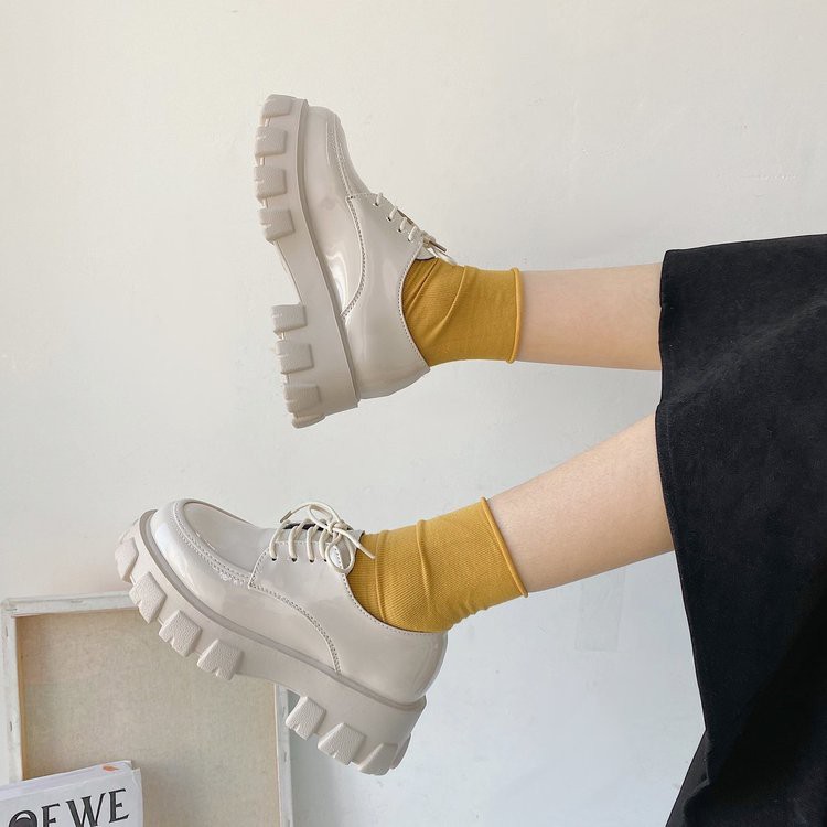 Giày Thể Thao Màu Trơn Buộc Dây Cá Tính Trẻ Trung Phong Cách Hàn Quốc Cho Nữ | BigBuy360 - bigbuy360.vn