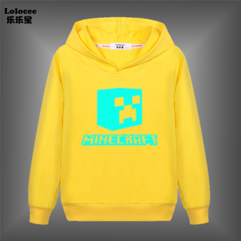 Boys Minecraft Glowing In The Dart Sweatshirt Kids Long Sleeve Pullover Hoodie Luminouse Clothes