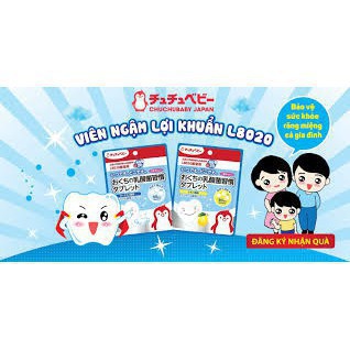 Viên ngậm lợi khuẩn L8020 Chuchu Baby ngừa sâu răng cho bé vị Sữa Chua- Dâu - Nho  Chính Hãng - Nhật Bản