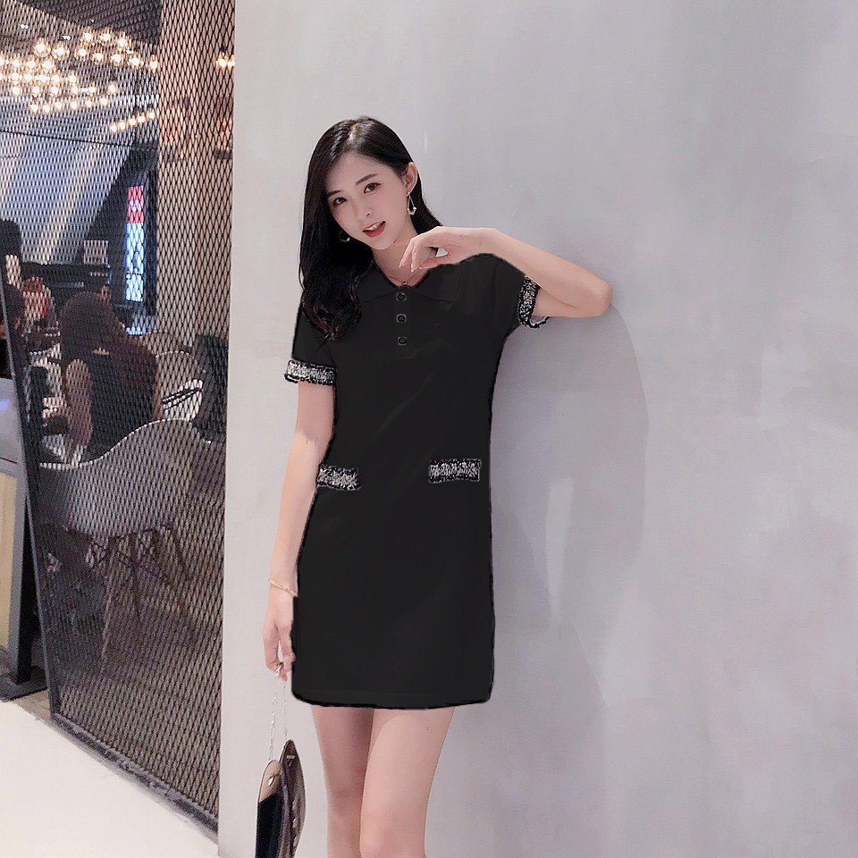 Váy mùa hè cổ polo dáng suông tay ngắn D06