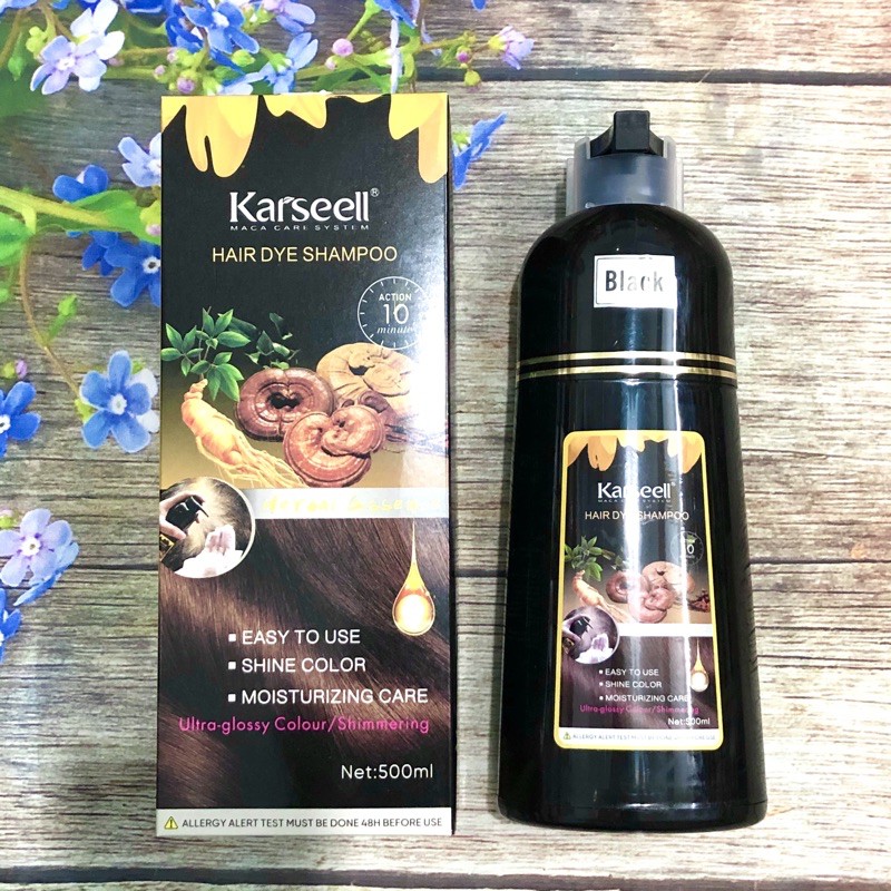 [Karseell chính hãng] [New] Dầu gội phủ bạc thảo dược Nâu - Đen Karseell Hair Dye Shampoo 10 phút 500ml