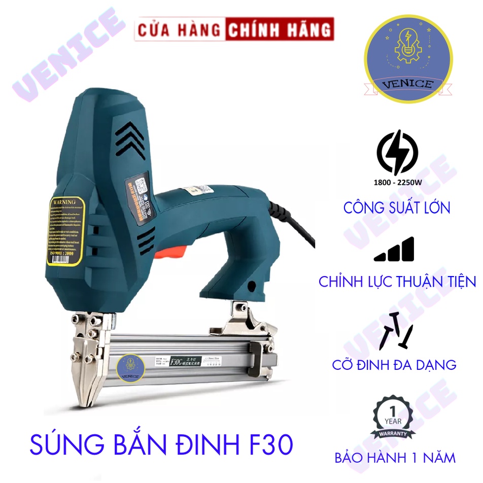 SÚNG BẮN ĐINH THẲNG F30 VENICE - DÙNG ĐIỆN 220V - SÚNG BẮN GỖ CÁC LOẠI - BẢO HÀNH 18 THÁNG