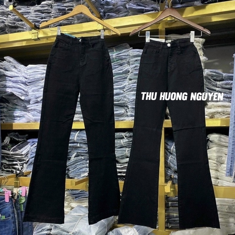 Quần jean nữ kiểu ống loe chất co giãn phong cách Hàn Quốc