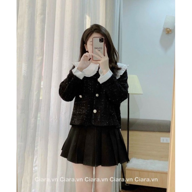 Áo khoác dạ tweed thu đông phong cách Hàn Quốc | BigBuy360 - bigbuy360.vn