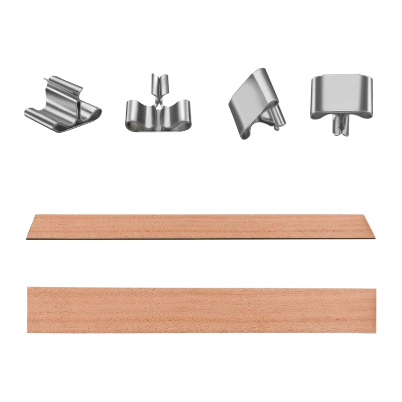 Bộ 50 bấc nến bằng gỗ kèm kẹp giữ bằng kim loại làm nến thủ công cỡ 5.1 X 0.5inch