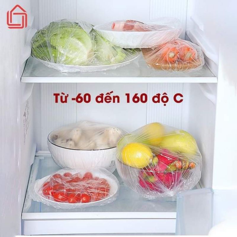 Sét 100 túi màng bọc thực phẩm có giãn sử dụng lò vi sóng, chống bụi bẩn côn trùng