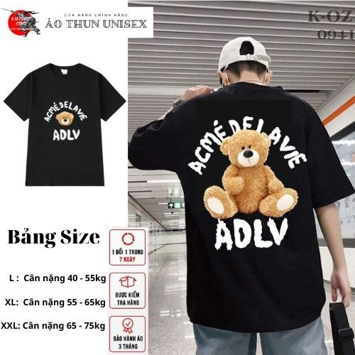 [Mã 11FASHIONSALE1 giảm 10k đơn 50k] Áo Thun ADLV Gấu Bear Nam Nữ Tay Lỡ Cổ Tròn Hottrend 2021 KAKISHOP - KAKI 13 | BigBuy360 - bigbuy360.vn