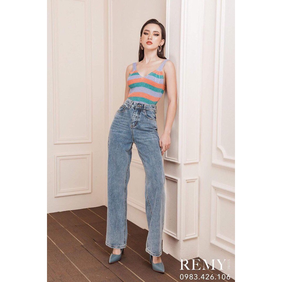 Quần jean nữ dài ống rộng cao cấp