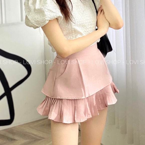 LOVI SHOP- Chân váy dập ly 1 tầng dáng ngắn