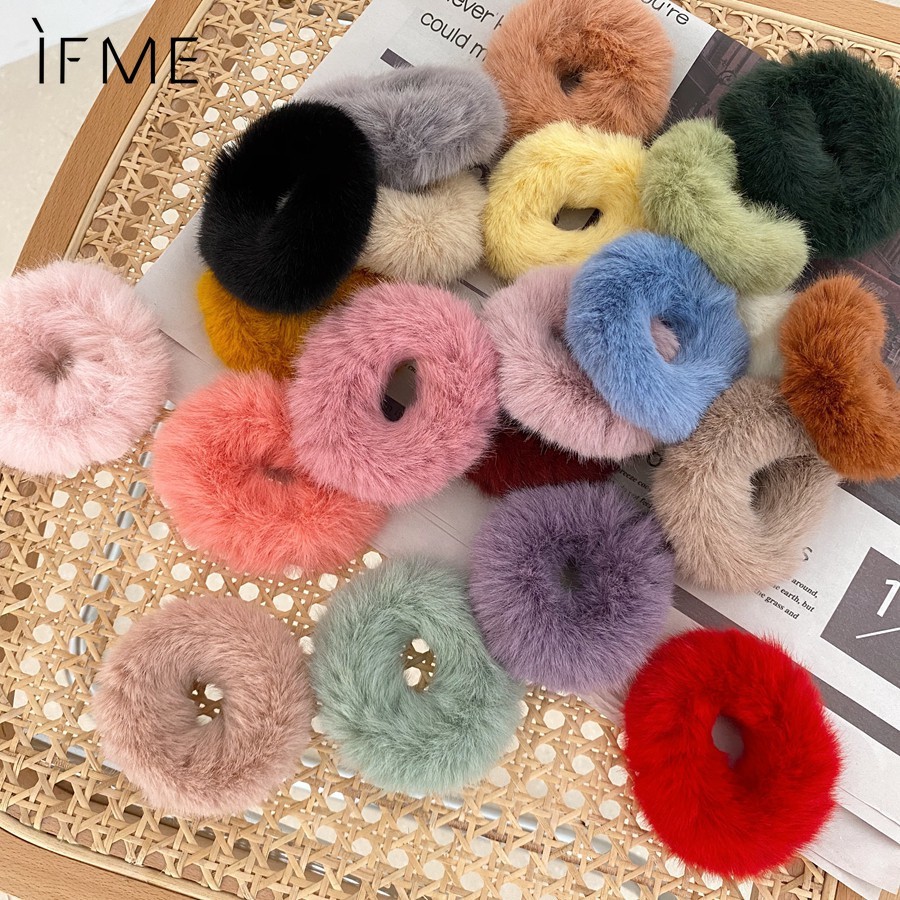 IF ME Dây buộc tóc bằng vải nhung màu trơn phong cách đơn giản hợp thời trang cho nữ