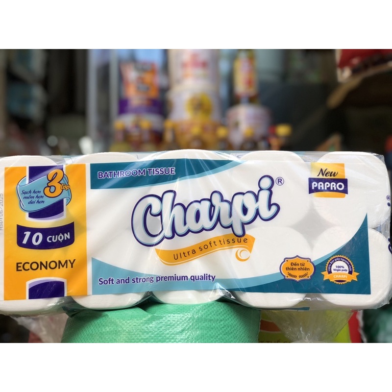 GIẤY CUỘN - GIẤY VỆ SINH - CHARPI ULTRA SOFT TISSUE VÀ GIẤY LINH AN 100% GIẤY NGUYÊN SINH