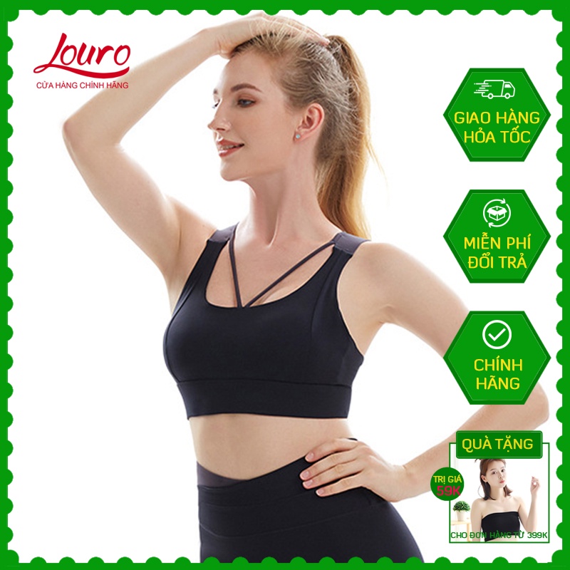 Áo bra tập gym nữ Louro BL88, kiểu áo croptop tập gym nữ quai chéo co giãn, có mút nâng ngực, thoáng mát