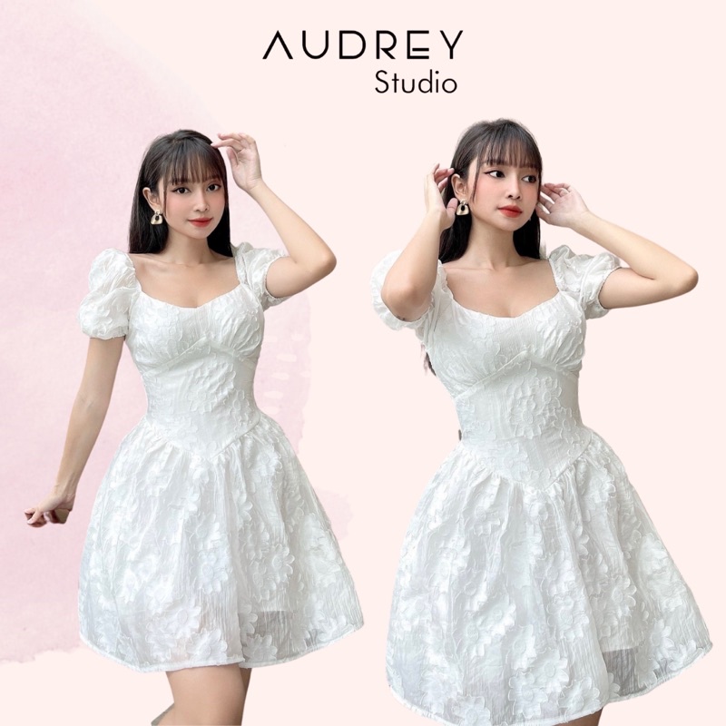 Đầm ullzang dáng xoè tay phồng - Audrey Studio