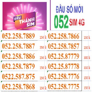H29.2 THÁNH SIM SỐ ĐẸP ĐẦU SỐ 052