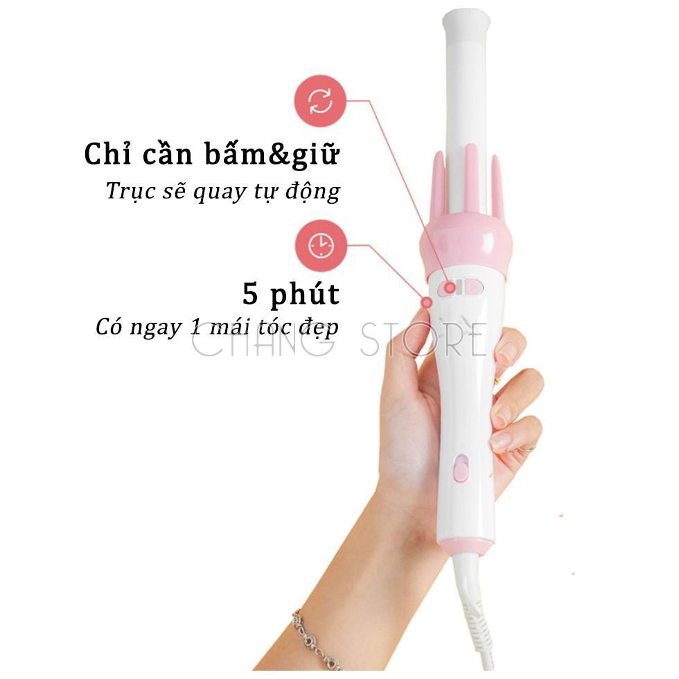 Máy Uốn Tóc Xoăn Cầm Tay Xoay 360 Tự Động