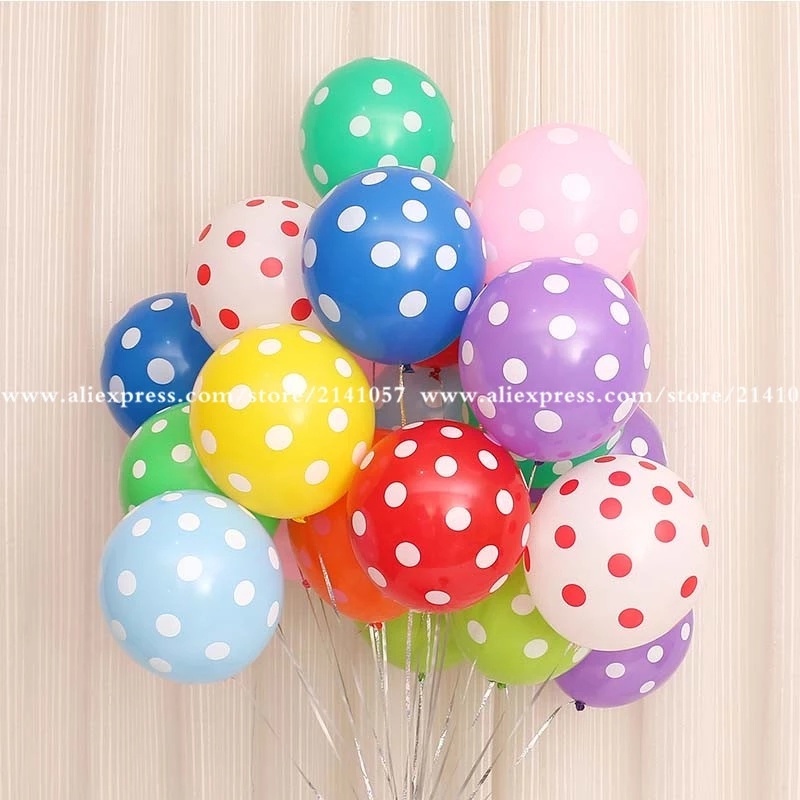 Bong Bóng 10 / 12 inch Họa Tiết Chấm Bi Hoạt Hình Nhiều Màu Trang Trí Tiệc