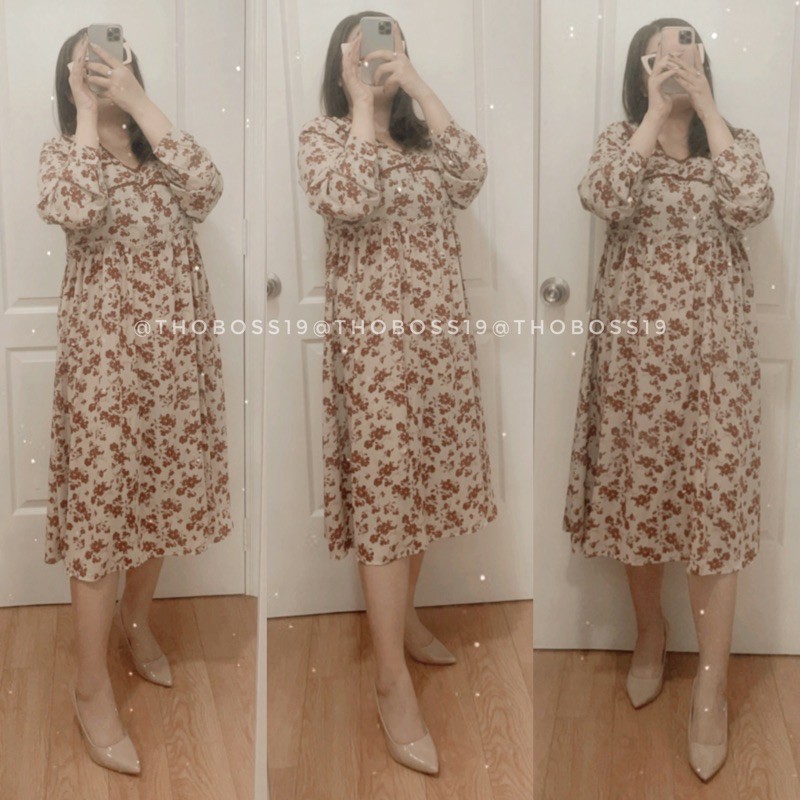 D92 - Đầm  Bigsize Hoa Vintage Tay Dài