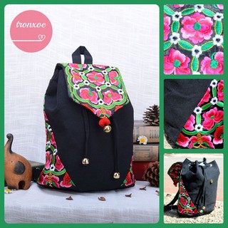 [Hàng cao cấp] Balo lớn nắp thêu hoa có lục lạc - T04BL11427