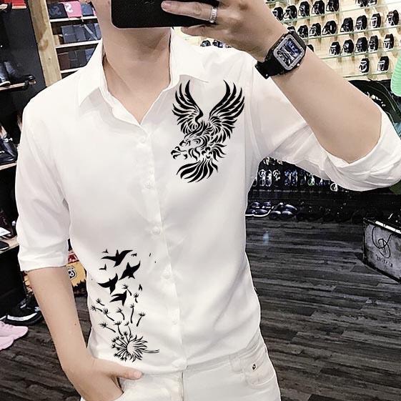 Áo sơ mi nam PHƯỢNG HOÀNG Hàn Quốc dáng ôm vải lụa thái chống nhăn chống xù SIÊU ĐẸP