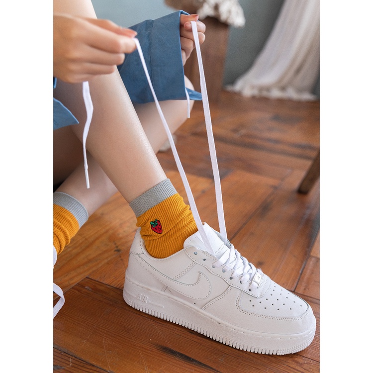 Tất vớ cổ cao thêu hình trái cây màu siêu ngọt