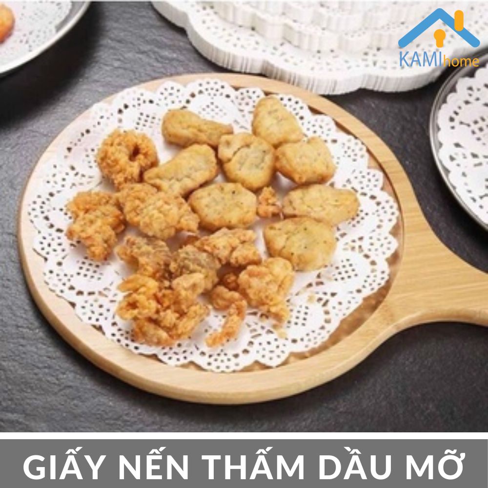 Giấy nến có hoa văn cho nồi chiên không dầu và trang trí trải bàn ăn (Bộ 140 tờ) cỡ 22cm KM20056