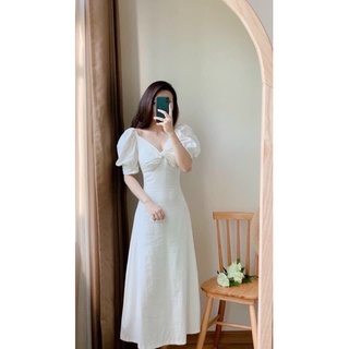 váy maxi trắng xoắn ngực