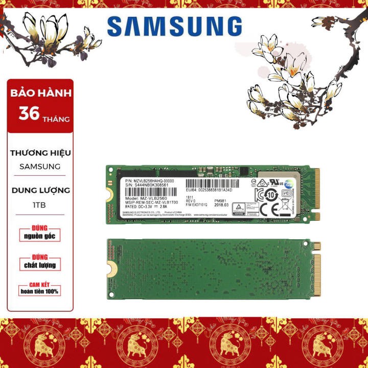 [Best Seller] SSD Samsung NVMe PM981a M.2 PCIe Gen3 x4 1TB MZ-VLB1T0B - Bảo Hành 3 Năm {1 đổi 1}