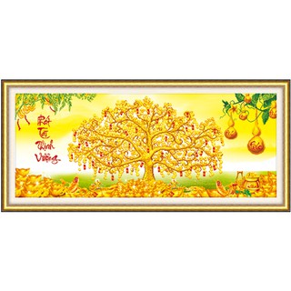 Tranh đính đá 5D cao cấp tự làm,cây kim tiền vàng, treo trang nhà cửa,cửa hàng, văn phòng