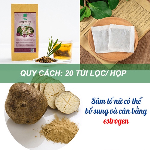 Trà sâm tố nữ cân bằng nội tiết tố đẹp da giảm khô âm đạo giảm mụn làm chậm quá trình mãn kinh