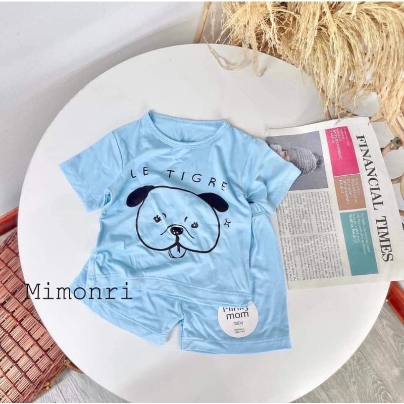 Bộ thun lạnh Túi Zip sịn sò Minkymom hình cún cho bé trai bé gái siêu đáng yêu