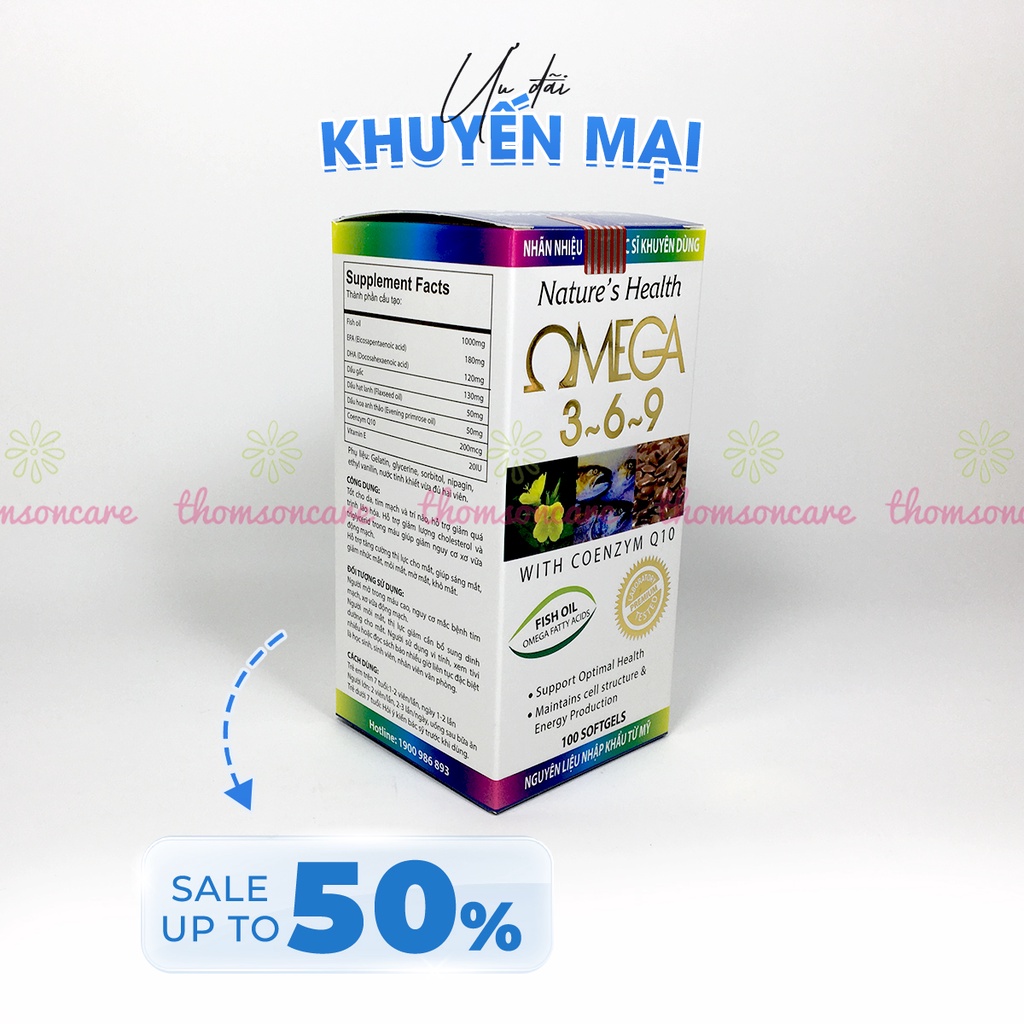 Omega 369 từ dầu cá chứa DHA EPA và dầu hoa anh thảo - Omega 3 6 9 Nature Health tốt cho mắt và tim mạch
