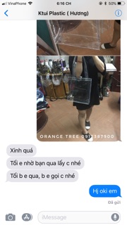Túi tote trong veo cúc bấm