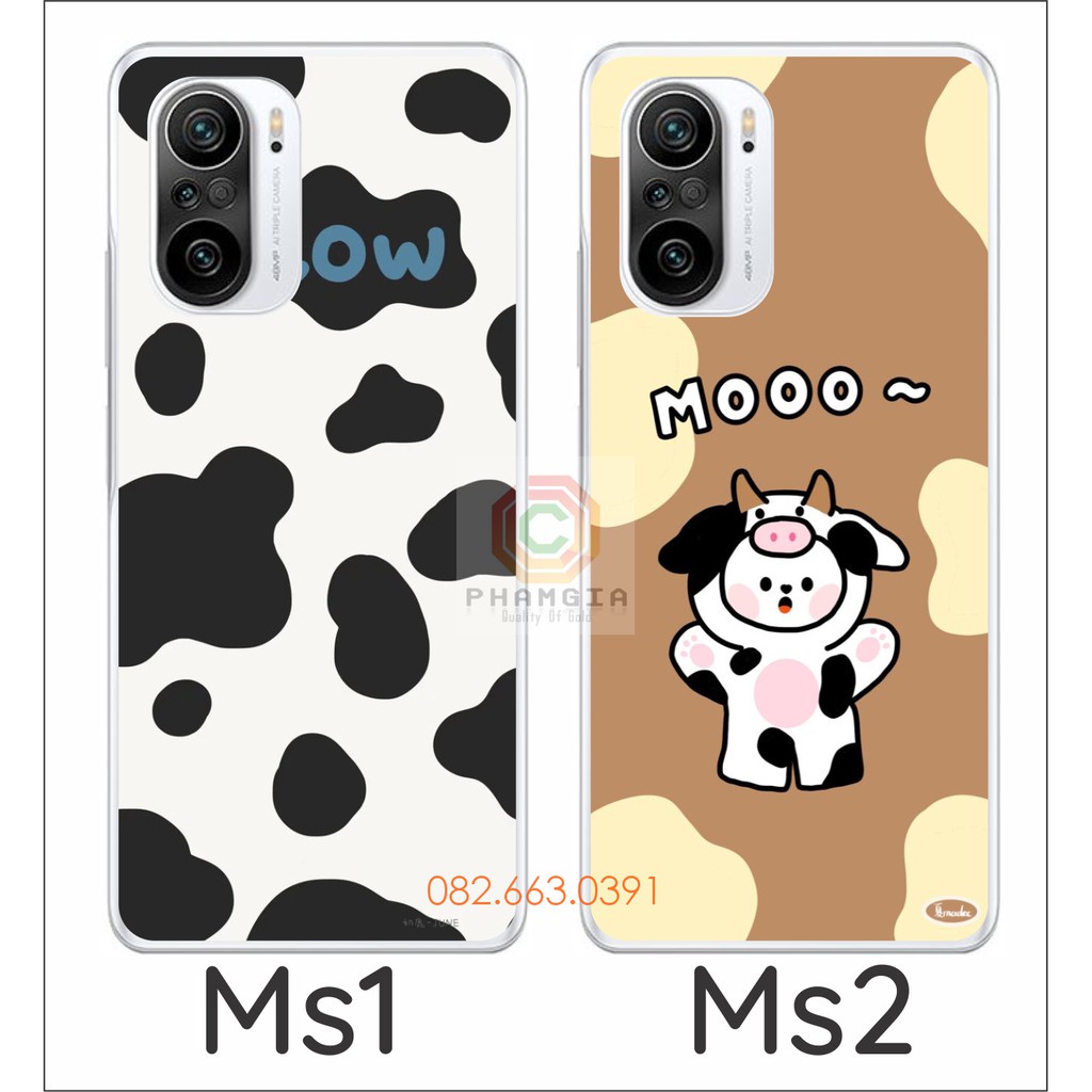Ốp lưng Xiaomi Redmi K40 / K40 Pro 5G / Xiaomi 11i / Poco F3 dẻo trong in hình bò sữa siêu dễ thương