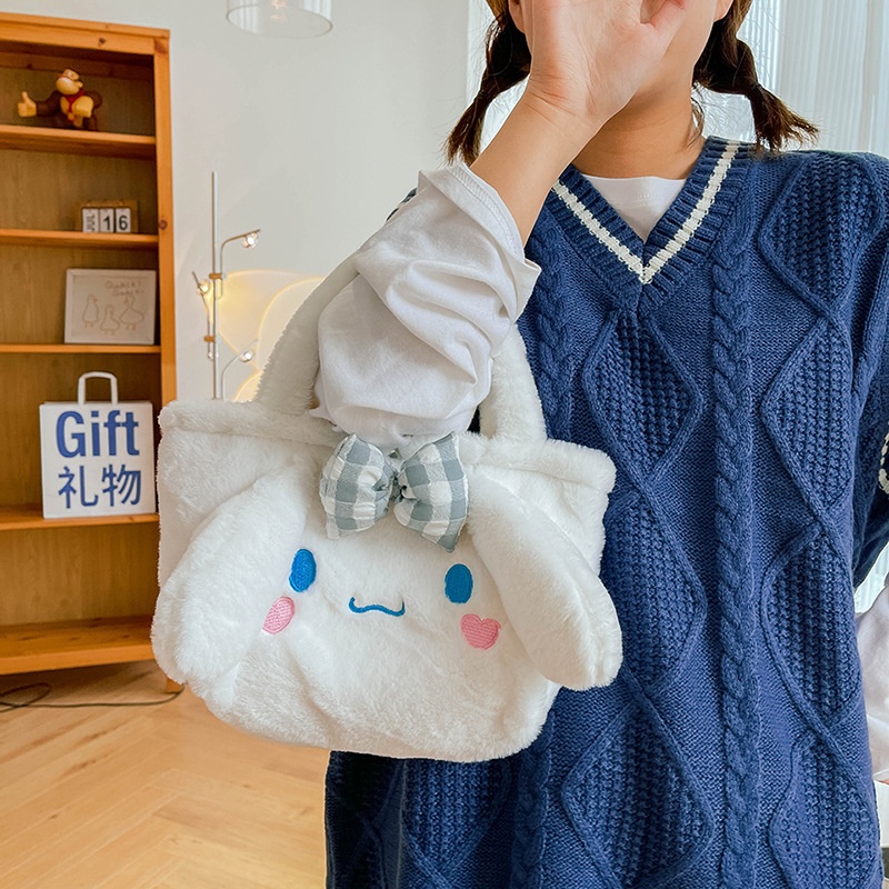 Túi cầm tay hình Cinnamoroll nhồi bông mềm mại đáng yêu