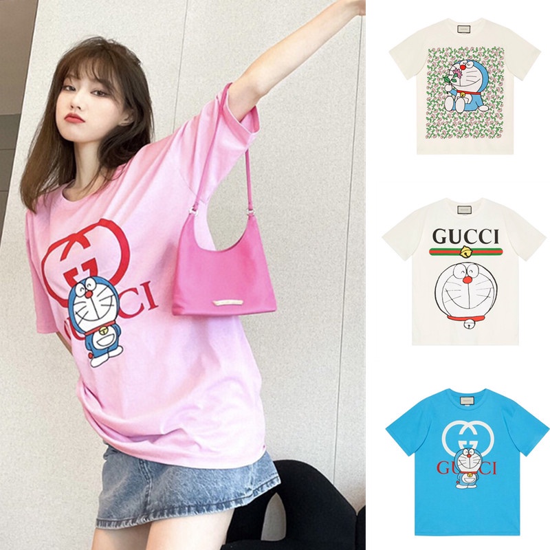 Áo Thun Tay Ngắn Cổ Tròn In Hình Doraemon Thời Trang Cho Cặp Đôi 2021