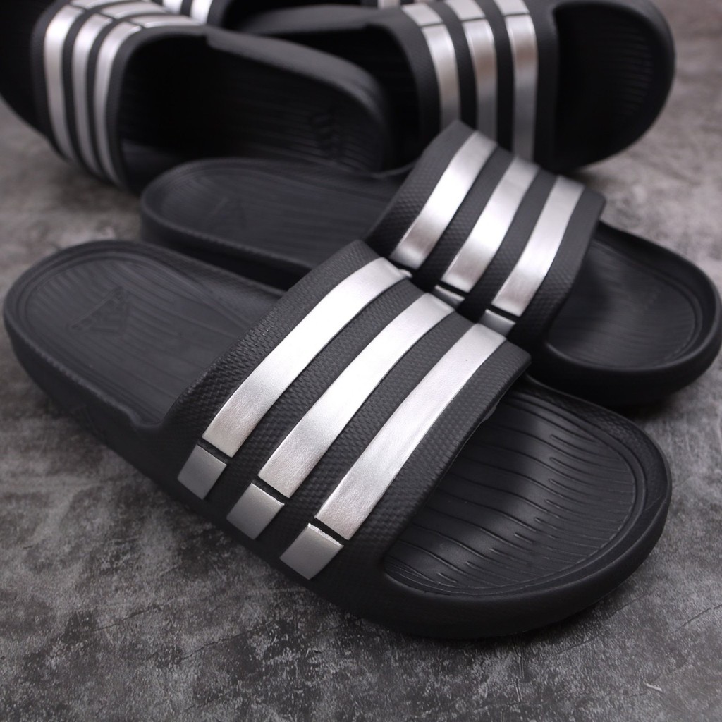 Dép Nam Duramo Đế Đen Sọc Bạc VNXK  Dép Nam Đúc Quai Ngang