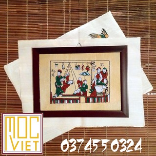 Tranh Đông Hồ Đánh đu tranh cỡ 27x37cm