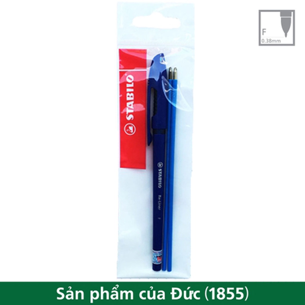 Bộ 1 bút bi STABILO Re-liner 868 0.7mm màu xanh + 2 ruột 868R xanh (BP868F-C1A)