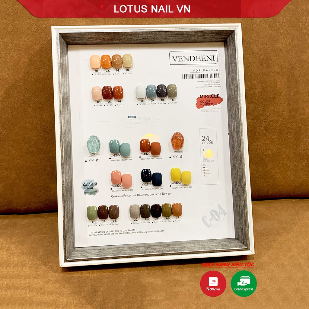 Set sơn gel Vendeeni 24 màu cao cấp 2021 tặng kèm bảng màu
