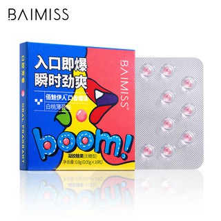 Vỉ 16 viên ngậm thơm miệng BAIMISS hương đào trắng bạc hà trọng lượng 0.05g giúp hơi thở thơm tho