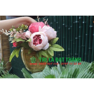 Giỏ đựng hoa,CẮM HOA BẰNG TRE MINI, giỏ cắm hoa trang trí