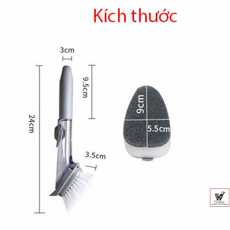 Cọ rửa chén thần kỳ kitchen tools clean up + 1 Đầu Mút Mềm (CHỔI CỌ RỬA CHÉN)